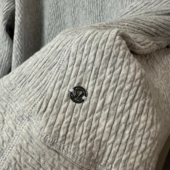 Lululemon Womens Retreat Yourself Hoodie Sweatshirt Textured Rib Light Grey L/XL - Picture 6 of 8